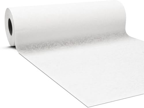 GRUBly Tischläufer Tischband Weiss Ornament Hochzeit, Luxus AIRLAID, 30cm x 20m, Tischdekoration für Hochzeit, Geburtstag, Taufe, Kommunion, Konfirmation, Party