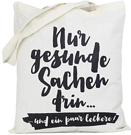 TypeStoff Einkaufstasche - Nur gesunde Sachen drin - aus naturfarbenem Baumwoll-Stoff 100% - TA-00386