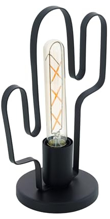 EGLO Tischlampe Coldfield, 1 flammige Tischleuchte Vintage, Retro, Nachttischlampe aus Stahl, Wohnzimmerlampe in Schwarz, Kaktus Lampe mit Schalter, E27 Fassung