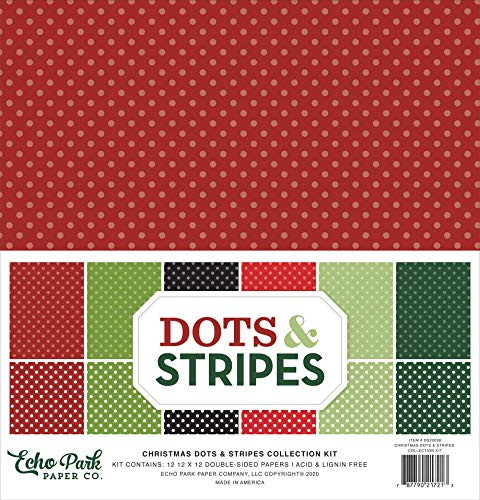 Echo Park Paper Company Dots & Stripes-Christmas Collection Kit, red, Green, Black 12-x-12-Inch