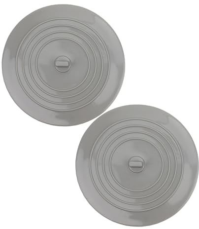 Universalpropp, 2 st, grå, Ø 15 cm propp, silikonpropp för tvättställ med handtag, badkarspropp för avlopp upp till Ø 120 mm, avloppspropp för badkar, dusch, tvättställ, diskbänk