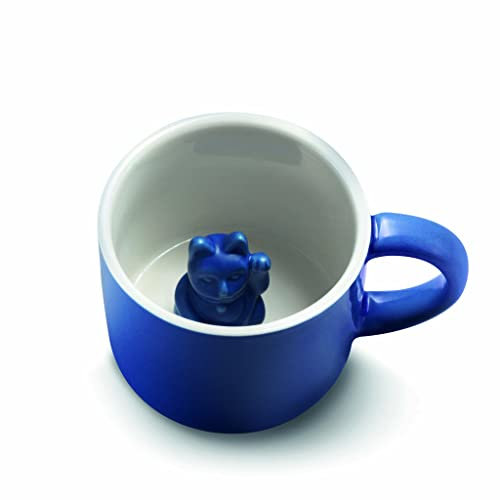 MANEKI NEKO Lucky Mug | Dark Blue Tasse mit Winkekatze Lucky Cat Glückstasse Kaffeebecher Teebecher in dunkelblau