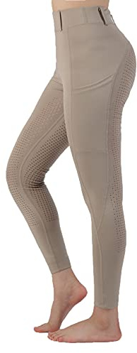 Women Equestrian Breeches Riding Tights Pockets,Women Training Breeches Pants with Silicone （Khaki,M）