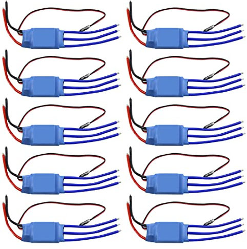Qwinout 30A Brushless ESC Speed Controller Blue Color for DIY RC Quadcopter Hexacopter Multi-Rotor Aircraft Drone (10pcs)