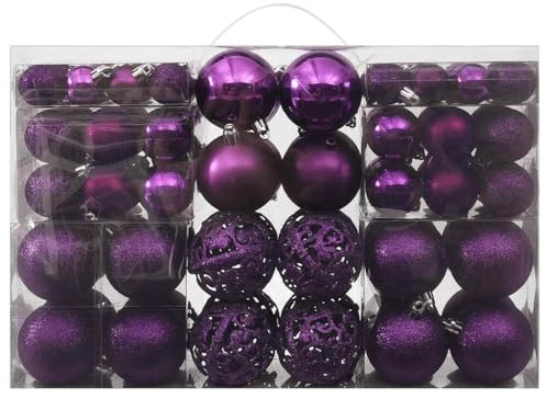 vidaXL Weihnachtskugel Set 100-tlg. Christbaumkugel Weihnachtsbaumkugel Weihnachtskugeln Christbaumkugeln Weihnachtsbaumkugeln Deko Lila
