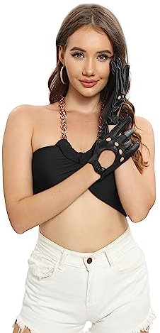 MGGMOKAY Damen Leder Autohandschuhe Touchscreen Lederhandschuhe Ungefüttert,Schwarz,M