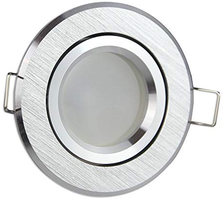 6x LED Einbaustrahler Set silber gebürstet rund 5 Watt warmweiß MR16 12V - Einbauleuchten flach 70-73mm Bohrloch - Einbau-Spot Decken-Strahler Deckeneinbaustrahler Deckenspot
