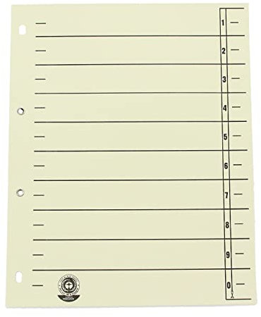 Trennblatt geöst, A4, Farbe Aufdruck schwarz, 10 Tabe, 300mm hoch, chamois