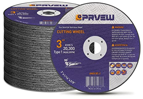 PRVEW 50-Pack Die Grinder Cut Off Wheel 3 Inch, 3 x1/16 x3/8 Quality Cutting Wheel Cutting Disc for Metal&Stainless Steel