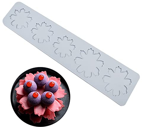 Stampo per torta in pizzo, zucchero artigianale Stampo per impressione torta commestibile cucina molecolare decorazione, 5 fori Fiore di ciliegio grande e piccolo