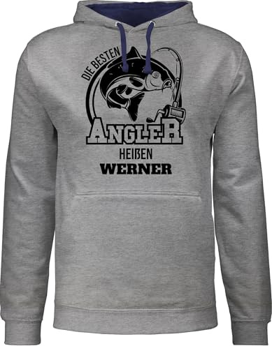 Geschenk mit Namen personalisiert by Shirtracer - Pullover Herren Frauen Hoodie Kontrast zweifarbig - Angeln - Angler Geschenk