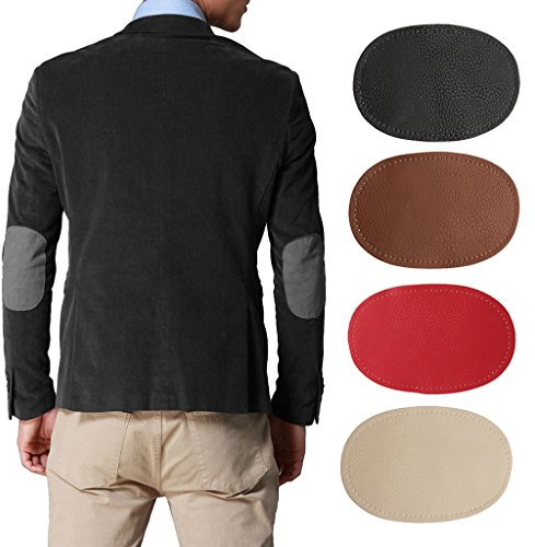 1 Paar ovale Aufnäher aus PU-Leder, zum Aufnähen auf Ellenbogen und Knie, Beige