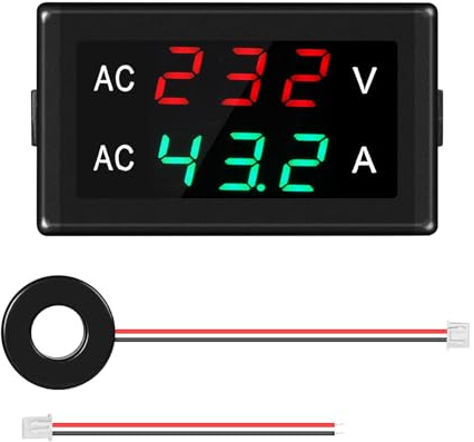 Jadeshay Voltmetro Ammetro AC con CT Digitale Misuratore di Tensione e Corrente LED Multimetro da Pannello 50-500V 120A Ampia Gamma di Misurazione, Dimensioni Compatte