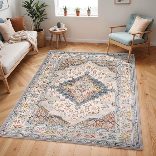 Livabliss Jade Alfombra Tradicional 140x200cm – Comedor/Sala de Estar Pequeña | Rectangular | 100% Polipropileno | Tejida a Máquina | Fácil Cuidado