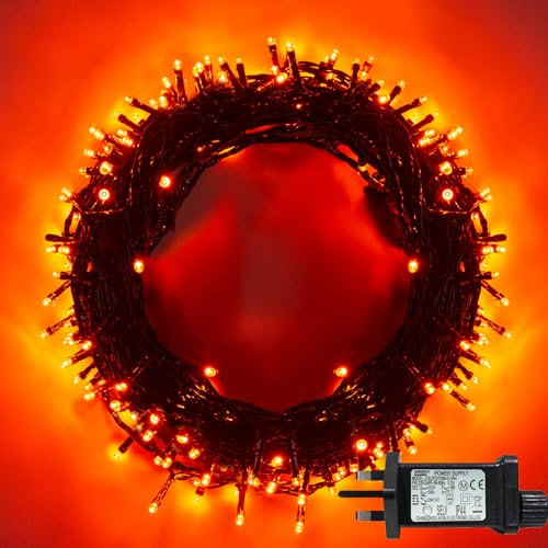 Halloween String Lights - 49ft/15m 120 LEDs 8 Modes End to End Extendable Waterproof IP44 Outdoor Indoor Decoration Fairy Twinkle Lights for Fall Autumn Xmas Tree Home Party Garden Wedding (Orange)