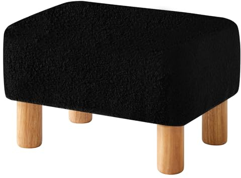 YMYNY Fotpall, rektangel puff ottoman med stabila träben, för soffa, skrivbord, modern mjuk vadderad sits, byt skopall för vardagsrum, sovrum, 40 × 29 × 25 cm svart HBD030B