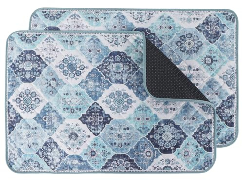 IEUUMLER 2 Stück Welpenunterlagen Waschbar für Hunde, Wiederverwendbar und Schnell Absorbierend PIPI Matten Trainingseinlagen für Laufstall/Autositz/Sofa EU011 (Blau, 60x45cm-2pcs)