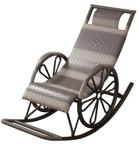 JIESOO PE Rattan Rocking Chairs,Zero Gravity Patio Chaise,All-Weather Wicker Rocker Chair with Steel Frame, Smooth Rocking Swing Glider Chair, For Porch Backyard Poolside(Grey)