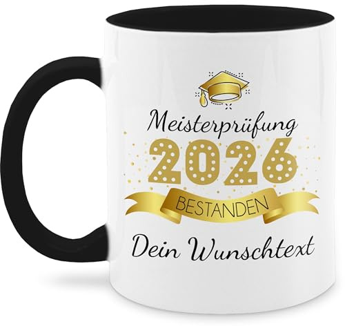 Tasse Tassen 325ml - Abschluss - Meisterprüfung bestanden 2026 | Meisterprüfung Geschenk | Geschenke für Meisterprüfung | Meister Prüfung Bestanden Geschenk - 325 ml - Schwarz