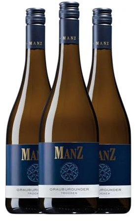 Manz Grauburgunder Rheinhessen 75 cl Weißwein (Karton mit 3 Flaschen von 75 cl)