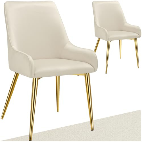 tectake® Lot de 2 Chaises de Salle à Manger rembourrées Modernes Chaise Velours Fauteuil Salon Chaise Scandinave Pieds en Acier Élégant avec Accoudoirs pour Coiffeuse, Chambre