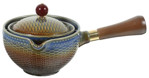 COLLBATH 360degree Ceramic Teapot Side Handle Kettle for Loose Tea Retro Vintage Design Home Decor for Gongfu Tea Pot