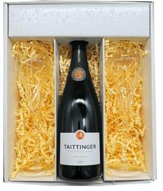 Coffret Blanc : Taittinger – champagne - 1 Brut et 2 Flûtes Chef & Sommelier – (1x75cl)