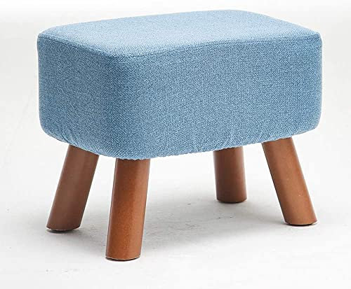 Fußhocker aus Massivholz, 40,6 cm, mit bequemem Sitzkissen, blau, quadratisch, Ottomane für Wohnzimmer, Holzrahmen, Fußstütze zum Wechseln und Entspannen, stilvoller Würfelhocker mit Sternen-Design