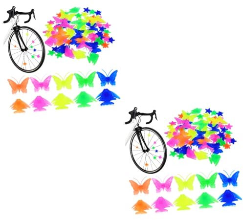 POPETPOP 124stücke Speichenperlen Für Kinderfahrräder Bunte Kunststoff-radaccessoires Mit Sternen Und Schmetterlingen Fahrraddekoration Und Personalisierung