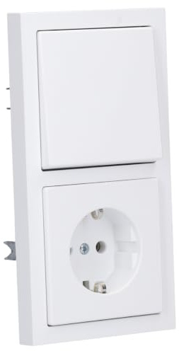 Busch-Jaeger future® linear Komplett-Set: 2000/6 US Wechselschalter Einsatz + 1786-884 Wippe + 20 EUC-884 SCHUKO® Steckdosen-Einsatz + 1722-884K Abdeckrahmen 2-fach, Future Linear weiß matt