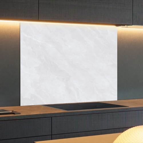 Spritzschutz Küchenrückwand Alu Matt 60 x 40 x 0,3 cm Natürliche weiße Marmortextur, Küchenwand Wandschutz, Herd Spritzschutz, Rückwand Küche, Pfannenspritzschutz - RUECKWAND24