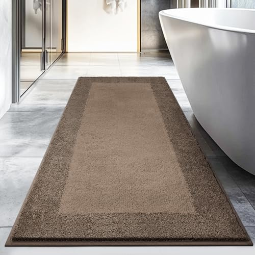 DOMUSTEX Badezimmerteppich 76 X 150 cm, Badematte rutschfest, Badteppich Waschbar, Badvorleger für Dusche, Badewanne und Fußboden