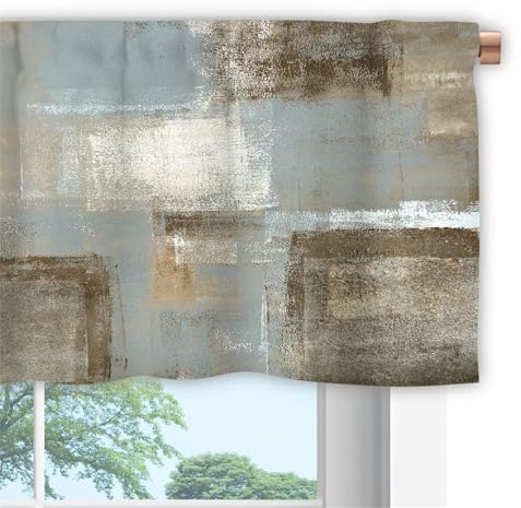 Highdi 2er Set Kurzgardinen Modern für Küche, Küchengardinen Scheibengardinen mit Rod Tasche Fenstervorhang Kurz lichtfilternd Vorhänge für Kaffeehaus (Weinlese-Graffiti,90 * 60cm)