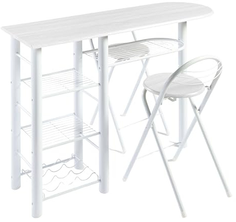 Miroytengo Confezione da tavolo alto e 2 sgabelli pieghevoli mobili da cucina bar melamina metallo 40 x 88 x 120 cm