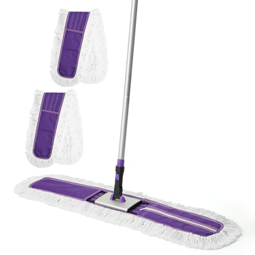 Yocada 36 inch Commercial Dust Mop Industrial Floor Mop for Cleaning Office Garage Hardwood Warehouse Factory Mall Deck 59 Inch Long Total 2 Pads