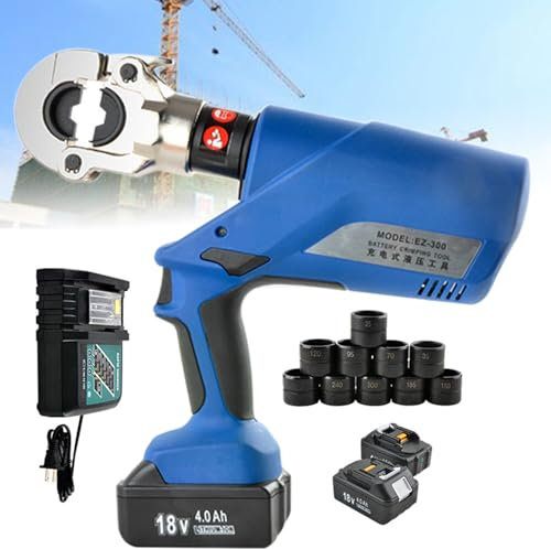 Alicates Hidráulicos Eléctricos para Terminales de Cable, Crimpadora Profesional, Kit de Crimpadora de Cables y Fibra Óptica Con Rotación Flexible de 360°, Crimpadora Automática,300