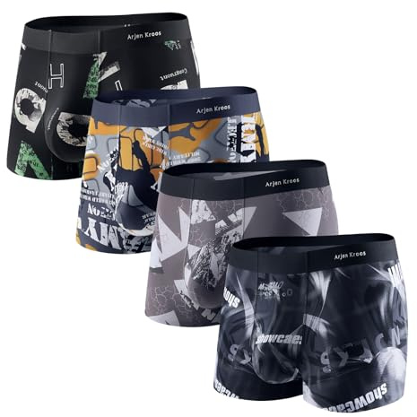 Arjen Kroos Boxershorts för män, 4-pack, boxerkalsonger, kalsonger, hipster, underkläder, trunks retroshorts, Multi-1, XL
