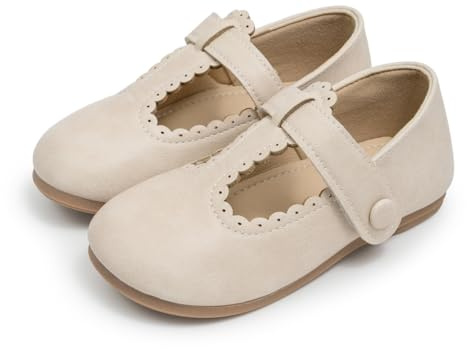 Mary Jane - Zapatos de piel para niña, bailarinas, bailarinas de princesa, vestido de fiesta, zapatos de baile, beige, 23 EU