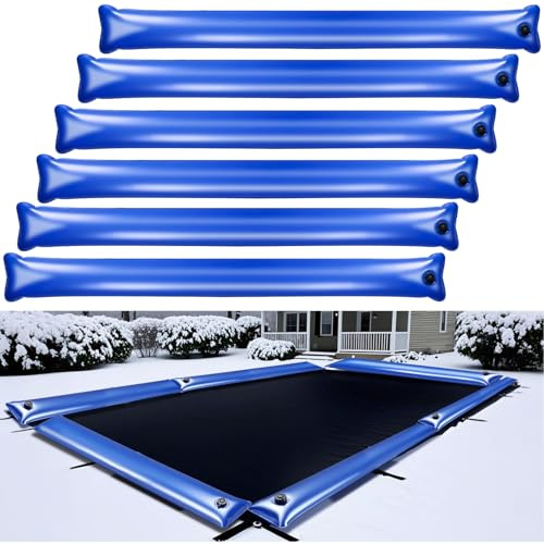 6 Pack 8.1Ft Single-Chamber Pool Cover Weight, 0.45mm Thicker Swimming Pool Water Bags,Heavy-Duty Winter Water Tubes for Pool Cover Inground