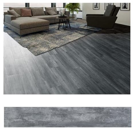 Warmiehomy Peel and Stick Floor Tiles 36 PCS 5㎡ Floor Tiles Self Adhesive Wood Grain Vinyl Flooring 36x6 Inch Waterproof Self Adhesive Floor Tile for Bedroom, Living Room, Kitchen(Fog Grey)