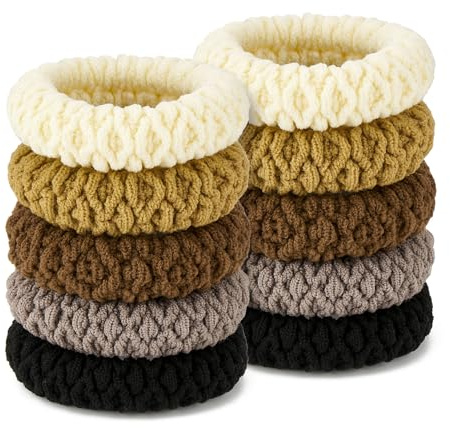 ZOUIQSS 10 Pcs No Damage Hair Ties Thick Hair Elastic Rubber Bands Hair Accessories Scrunchies Seamless for Women(Style7)