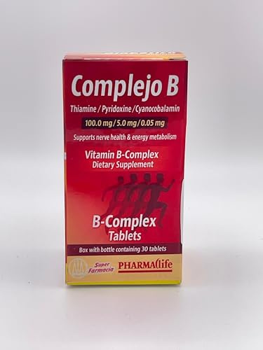 Complejo B (B-Complex) Red Box – Vitamin B1, B6, B12 Tablets – Dietary Supplement – 30 Tablets – 1 Month Supply