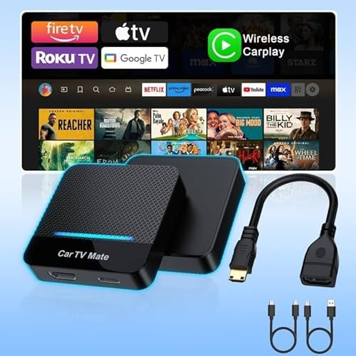Car TV Mate Pro con Adaptador inalámbrico Car Play, convertidor Multimedia HDMI 2 en 1 para Consolas de Videojuegos/decodificadores, Convierte CarPlay con Cable a inalámbrico Plug & Play
