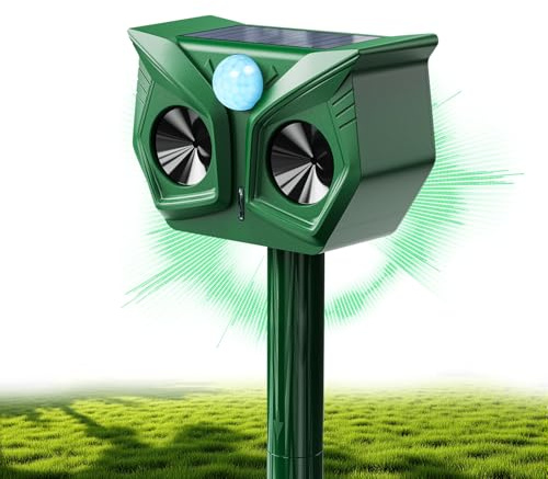 Cat Repellent for Gardens UK, Cat Scarers for Gardens, USB & Solar Powered Cat Deterrents Ultrasonic with Motion Detection Waterproof, Suitable for Repelling Foxes Squirrels Rodents