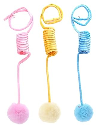 AOOOWER 3 PCs Haustierkatze Interaktives Federspielzeug Langlebiger Pompon Kätzchen Kaut Spielen Kätzchen Buntes Federplüschpelz Katze Spielzeug Für Zähne Für Zahnen Draht