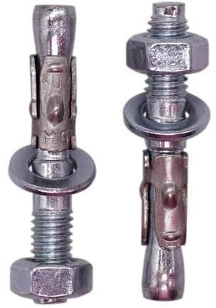 SKIR'CO (4 Stück) Verzinkte Keilanker M6 x 40 mm, Metalldübel, Ankerbolzen, Mauerwerk und Beton Spreizbolzen