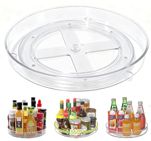 Bandeja Giratoria 23.5 cm, Transparente 360° Especiero Giratorio, Plato Giratorio Organizador Cocina y Nevera - Organizador Especias Cocina para Condimentos, Tarros de Almacenamiento, Cosméticos