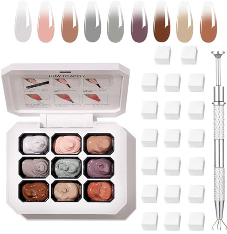 AIJIMEI Ombre Nail polish Set With 9-Color Combination, Soft And Easy To Shoot, Effortlessly Creating Ombre Gel Dreamy Blending Effect Essential For Home Nail DIY(A2)