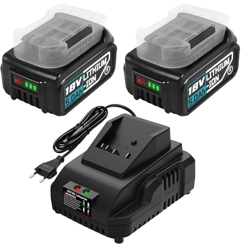 Lot de 2 batteries de rechange 5000 mAh pour Bosch Professional 18 V avec | GAL 18V-40 compatible avec Bosch GWX/GDS/GSB/GFR/GBH
