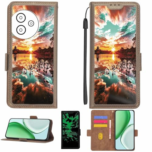 Aroepurt fodral kompatibelt med Cricket Sn333C telefonfodral flipskydd [med härdat glas skärmskydd] [RFID-blockering] [ljuseffekt] LPT-FJ
